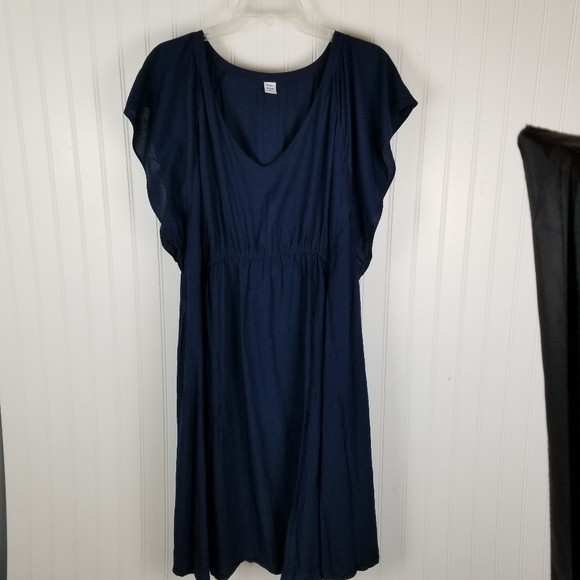 Old Navy Maternity V Neck Sleeveless Dress Size XXL Navy Blue Flutter Sleeves - Picture 9 of 14